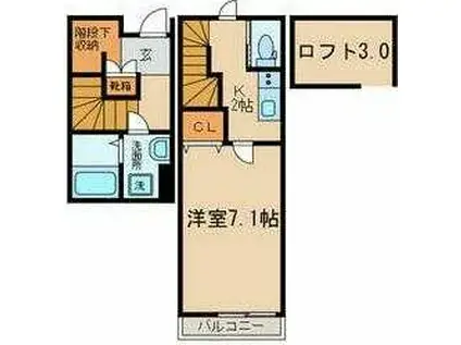 つばさの森(1K/1階)の間取り写真