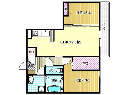 BLANK CLOCHE(2LDK/1階)の間取り写真