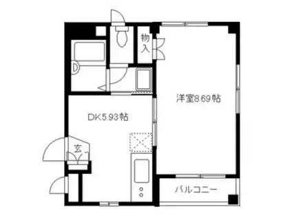 パイニーメゾン清澄(1DK/2階)の間取り写真