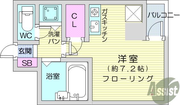 リエス支倉町(ワンルーム/5階)の間取り写真
