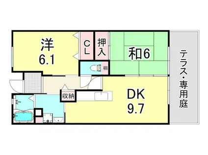 UR浜甲子園さくら街 18号棟(2LDK/4階)の間取り写真