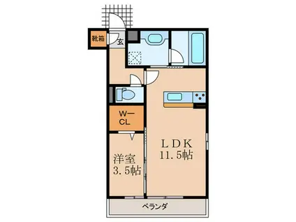 LAZO行橋(1LDK/2階)の間取り写真