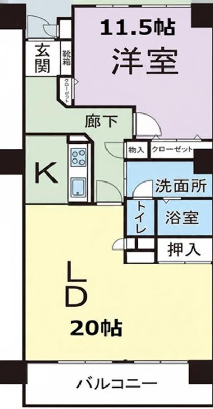 コープ野村四日市(1LDK/13階)の間取り写真