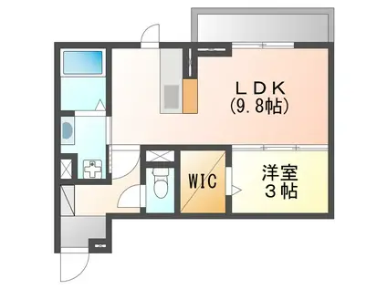 ブルースカイKAKUDA(1LDK/1階)の間取り写真