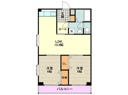 メゾン花月(2LDK/2階)の間取り写真