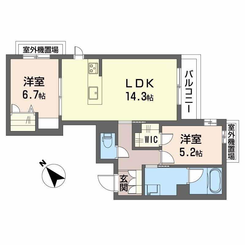 シャーメゾン アプリクス(2LDK/2階)の間取り写真