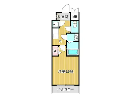 レジュールアッシュ京橋CROSSII(1K/6階)の間取り写真