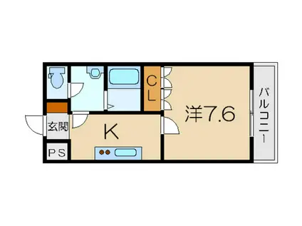 メゾフォルテ(1K/1階)の間取り写真