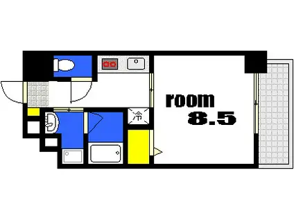 CASSIA河原町平和大通(1K/7階)の間取り写真