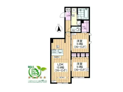 PREMIUM K(2LDK/1階)の間取り写真