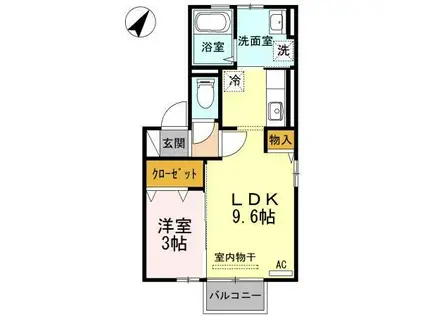 D-ROOM平和台(1LDK/2階)の間取り写真