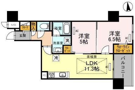 IBC RESIDENCE ウエスト(2LDK/6階)の間取り写真