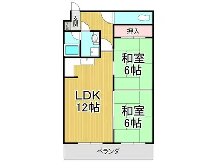 サニーサイド武庫之荘2(2LDK/1階)の間取り写真