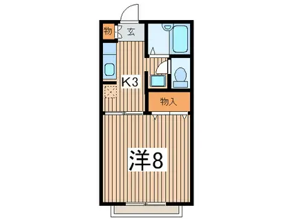 ピアシャンテ(1K/1階)の間取り写真