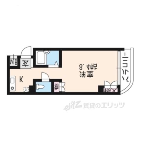 ブランネージュ四条大宮(1K/7階)の間取り写真