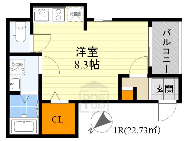 ハーモニーテラス相川(ワンルーム/2階)の間取り写真