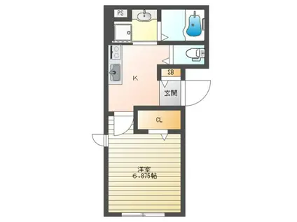 セジュールオッツT武蔵野(1K/1階)の間取り写真