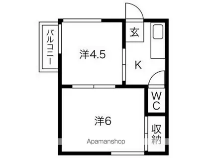 第一新井荘(1DK/2階)の間取り写真