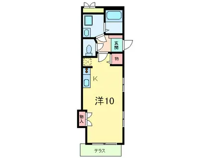 トリン岡本(ワンルーム/1階)の間取り写真