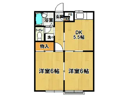 コータス花畑(2DK/1階)の間取り写真