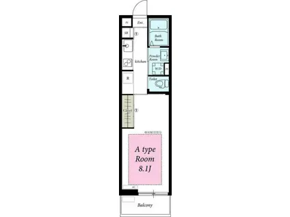 リブリ・湘南六会(1K/2階)の間取り写真
