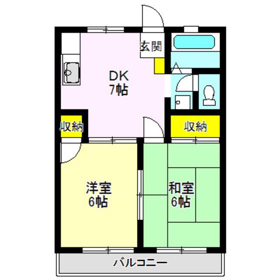 ホワイトハイツ 2(2DK/2階)の間取り写真