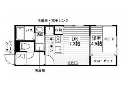 メニーズコート創成プレミア(1DK/1階)の間取り写真