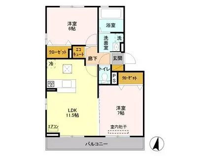 ゴールドパストラルVI(2LDK/1階)の間取り写真