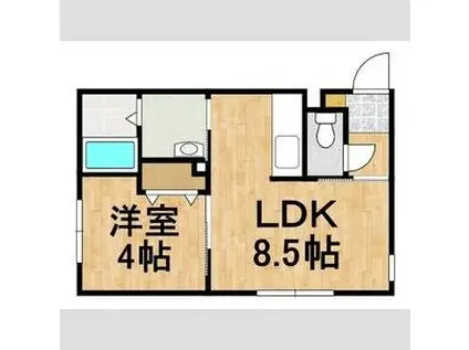 マリオット共栄町(1LDK/4階)の間取り写真