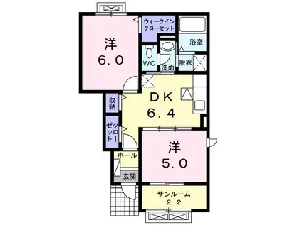 グランシャリオVI(2DK/1階)の間取り写真