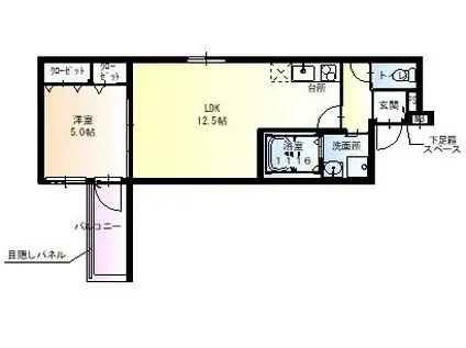 フジパレス南千里(1LDK/2階)の間取り写真