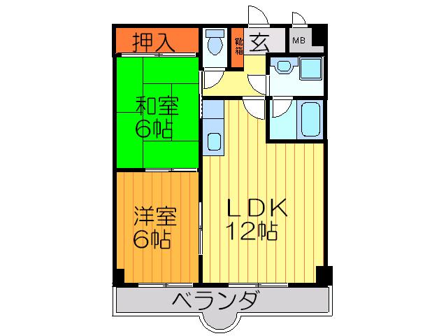 フェルザ長田(2LDK/4階)の間取り写真