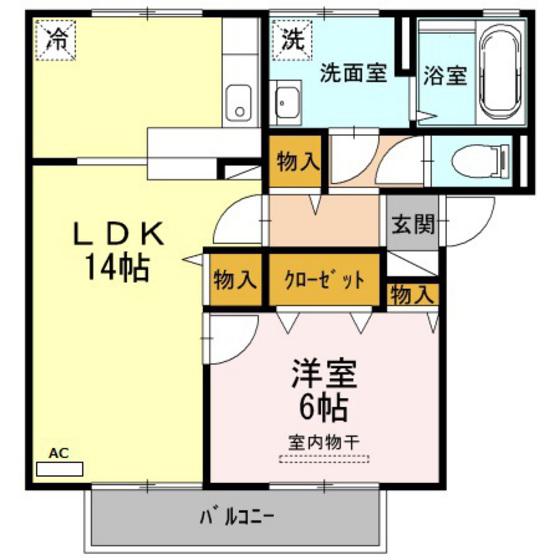 サンライズ岡南(1LDK/2階)の間取り写真