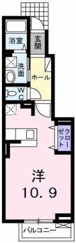 ジョイハウス(ワンルーム/1階)の間取り写真