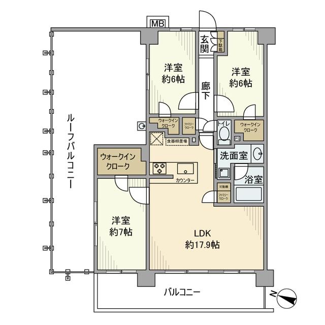 桜街道レジデンス(3LDK/6階)の間取り写真