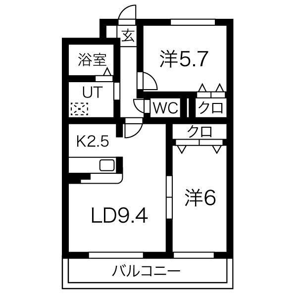 プリミエール山敷230(2LDK/2階)の間取り写真