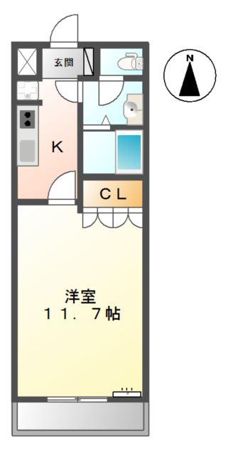 グランドール(1K/1階)の間取り写真