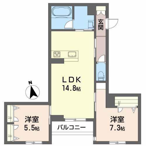 アルト フォンテ(2LDK/2階)の間取り写真