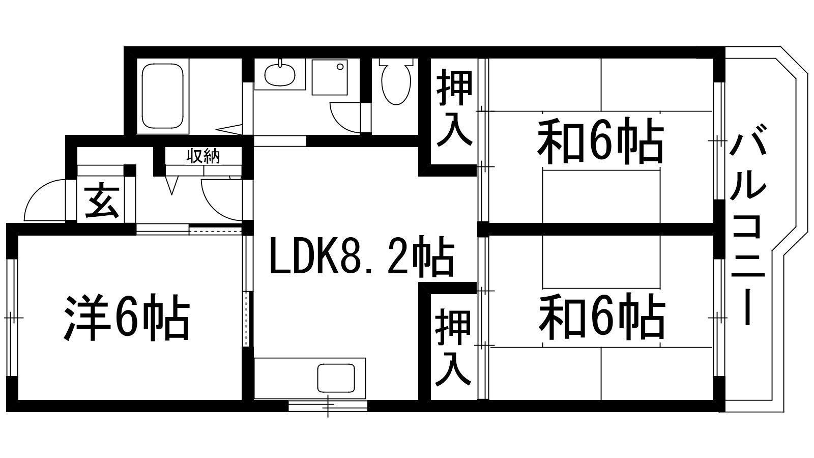 宝塚安倉10号棟(3LDK/1階)の間取り写真