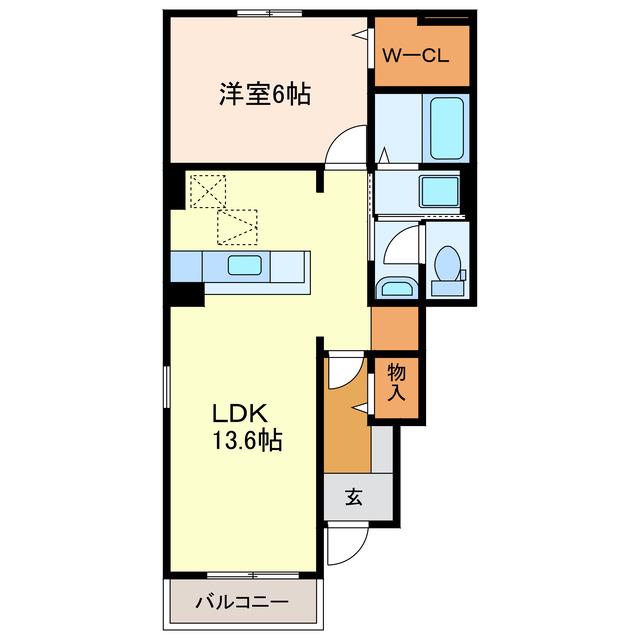 ア・ラ・モード B(1LDK/1階)の間取り写真