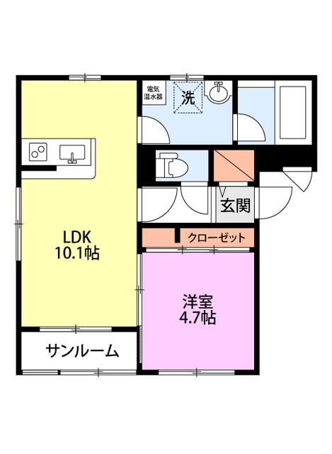 GARDEN MAKI(1LDK/1階)の間取り写真