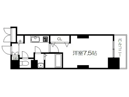 LUXE京都西大路(1K/7階)の間取り写真