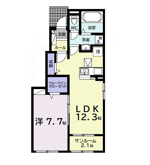 フェアリーA(1LDK/1階)の間取り写真