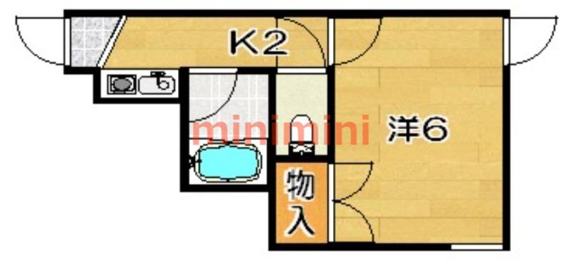 ポエジーハイム(1K/1階)の間取り写真