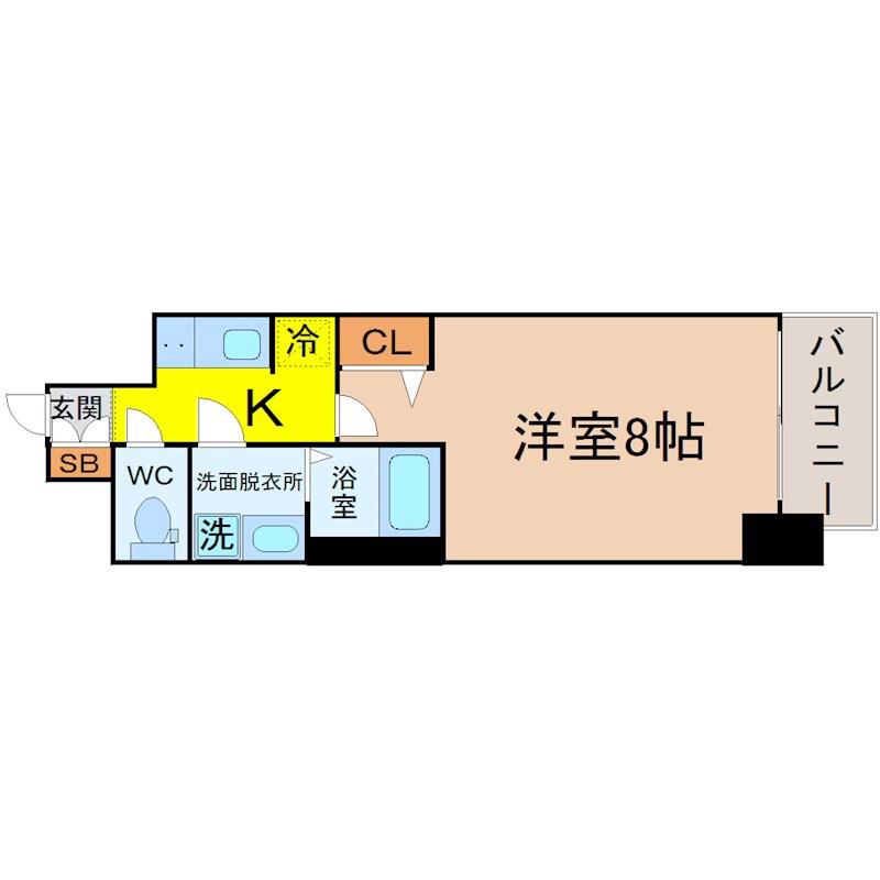 メイクス名駅太閤(1K/8階)の間取り写真