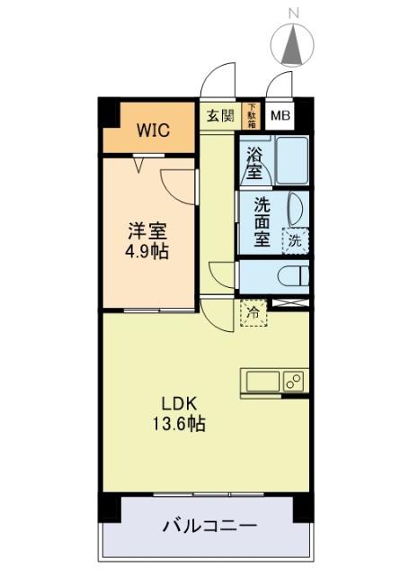 エムズマンション熊本北(1LDK/7階)の間取り写真
