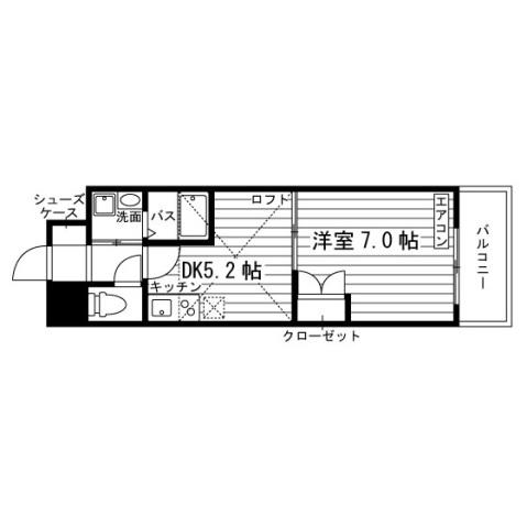 ヴァンクール鶴舞(1DK/13階)の間取り写真