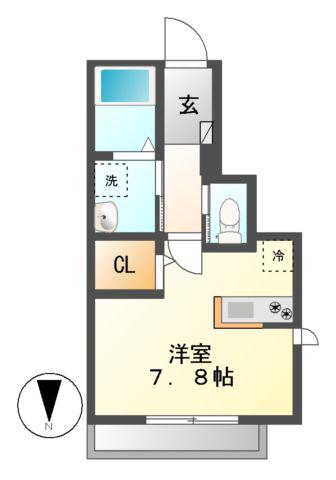 EVER GARDEN千種 II(ワンルーム/1階)の間取り写真