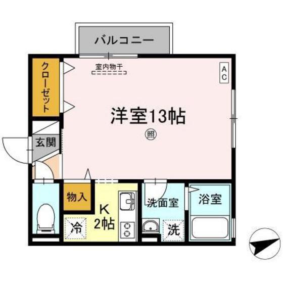 グランドソレーユ(ワンルーム/1階)の間取り写真