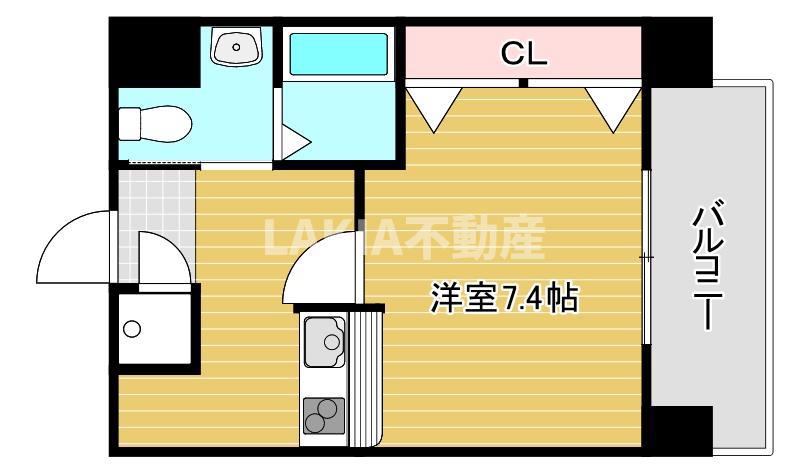 ヴァンクール城東(1K/3階)の間取り写真